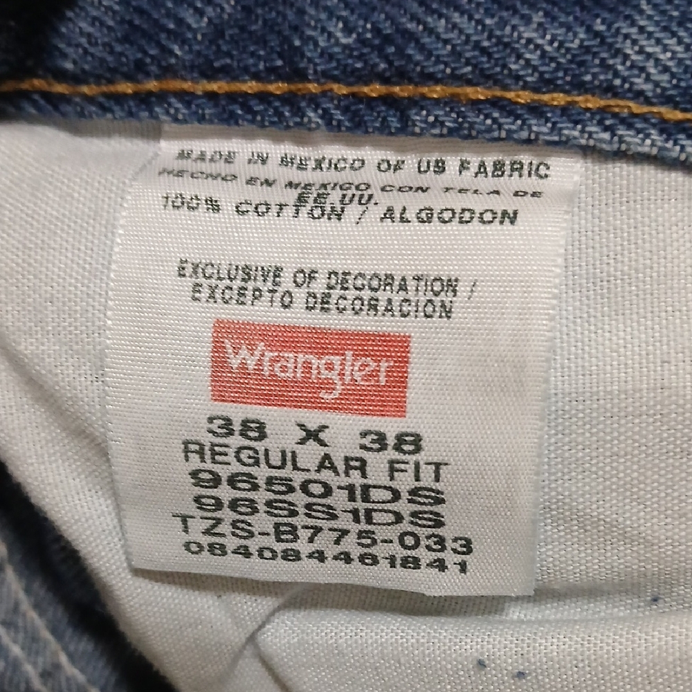 Wrangler Men's 38X38 Regular Fit Blue Jeans - Picture 9 of 13